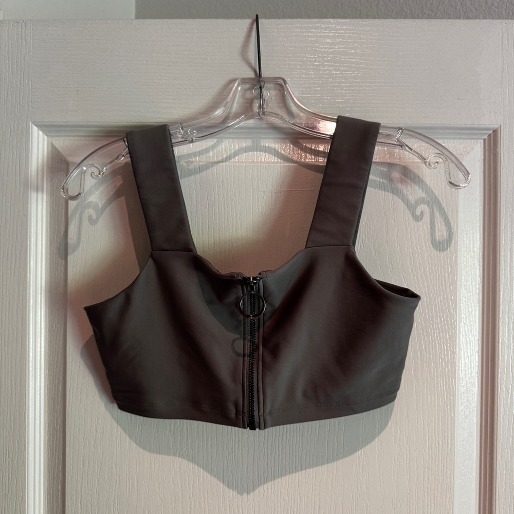 ALO Women's Black Zipper Bra Top